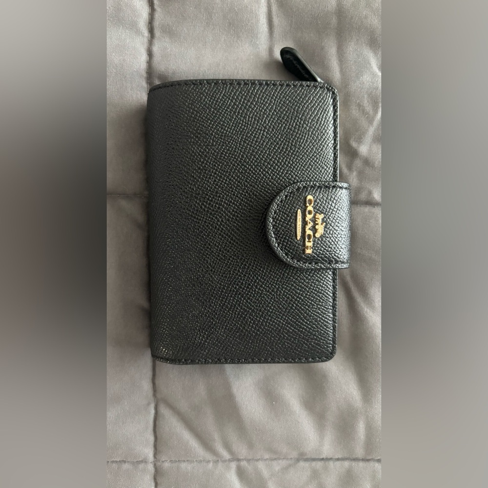 Coach Zip Wallet in Black with gold hardware
